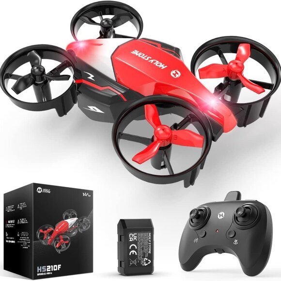 Holy Stone 2 In 1 Small Drone, Red Indoor Mini Drones for Kids RC Quadcopter wit